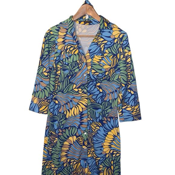 J. McLaughlin Brynn Lyford Jersey Multicolor Retro Print Shirt Dress EUC Size S - Picture 3 of 9